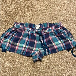 Aeropostale Blue Plaid Women's Drawstring Shorts